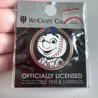 Mr. Met Baseball Head Pin – New York Mets Mascot WinCraft MLB Badge - Image 1 of 4