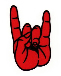 an02★Heavy Metal Mano Rojo Falda Parche Imagen de Planchado Aplicación Parche 6,2 x 10 cm - Imagen 1 de 1