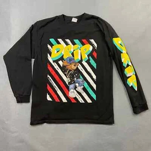 DRIP Hustle Bear T-shirt 90s Hip Hop themed Long Sleeved Large - Picture 1 of 17