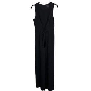 Lulus Sleeveless Black Jumpsuit Size XS Tie Waist Wide Leg Keyhole Front - Picture 1 of 7