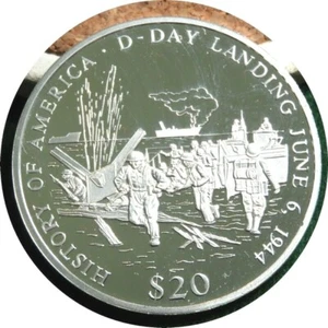 elf Liberia 20 D 2001 Am History D-Day Normandy Landings 1944 World War II - Picture 1 of 2
