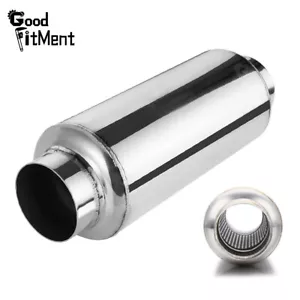 Universal 3" Inlet/Outlet Exhaust Resonator 12" Muffler Stainless Steel Weld On - Picture 1 of 11