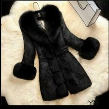 Winter Womens Grace Wool Blend Coat Jacket Warm Faux Fur Parka Outwear Overcoats
