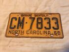 1960 North Carolina License Plate CM 7833