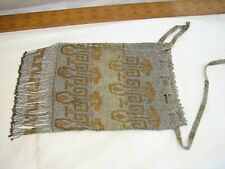 Victorian Hand Beaded Purse Clutch Hand Bag Metal Seed Bead Mesh Ornate Fashion