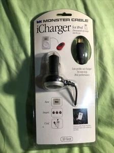 iPod CAR CHARGER Low Profile Auto ICharger MONSTER CABLE SEALED PACKAGE 10' Cord - Picture 1 of 5