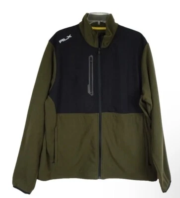 全新带标签 RLX Ralph Lauren 全拉链夹克男式尺寸 2XL 绿色黑色羊毛 — 第 1/3 张图片