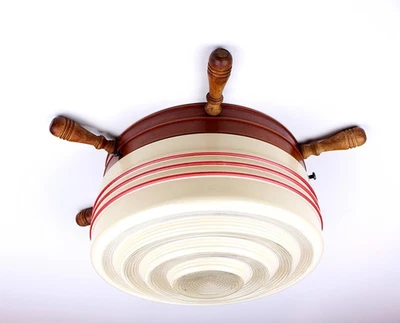 Antique Vintage Virden Nautical Ships Wheel Ceiling Light Fixture 3 AVAILABLE - Image 1 of 4