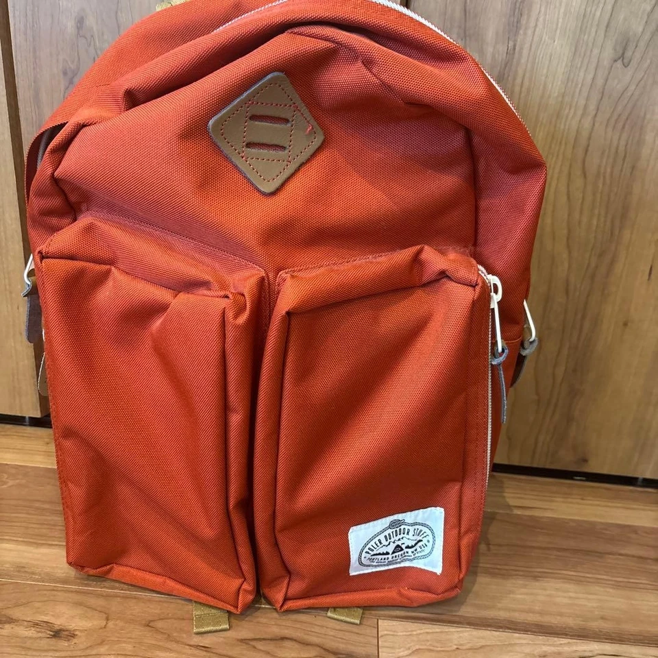 Naranja Nylon Mochila Doble Cremallera Bolso Escolar Bolsa de Viaje Foto 1 de 4