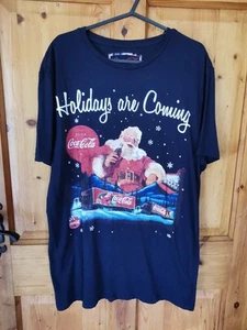 F&F T Shirt Gr. M Coca Cola Weihnachtsmann Weihnachten marine 100% Baumwolle - Bild 1 von 7