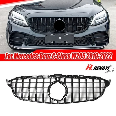 GT Style Front Bumper Grille W/ Camera For Mercedes-Benz C-Class W205 C300 19-22 - Image 1 of 4