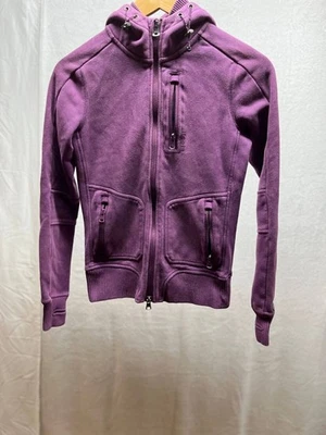 Roots Full Zip Hoodie Women's Size XS Purple Long Sleeves Rib Hem Front Pocket - Image 1 of 4