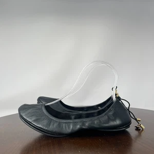 Kate Spade Ballet Flats Shoes Women's 7.5M Black Leather Travel Foldable Slip On - Picture 1 of 20