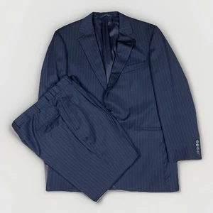 VTG Brooks Brothers 44L Suit 2Pcs Black Stripes Front Pants 37x29 Mens*READ - Picture 1 of 24