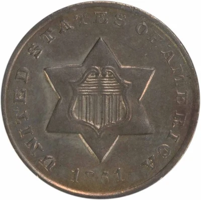 1851-O Three Cent Silver EF Uncertified #945 - Image 1 of 2