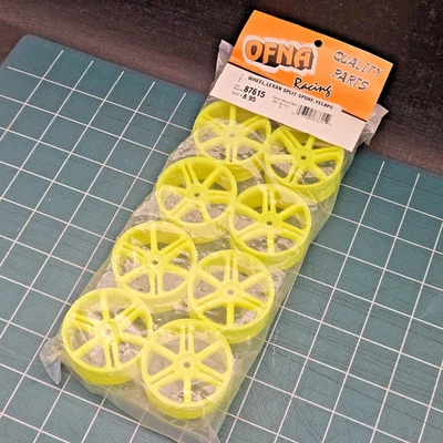 OFNA Split Spoke Wheels Hi-Viz Yellow For Touring Car 12mm Hex Part# 87615 8-PCS - Image 1 of 4