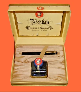 Juego de plumas estilográficas Pelikan M250 con pluma dorada 14 K. + tinta años 80 - Imagen 1 de 12