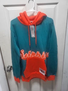 New With Tags Mens Mitchell & Ness Aqua Miami Dolphins Big Face 5.0 Pullover... - Picture 1 of 7