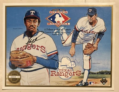 1991 Texas Rangers Signed Upper Deck 8.5x11 Photo Gaylord Perry Ferguson Jenkins - Image 1 of 4
