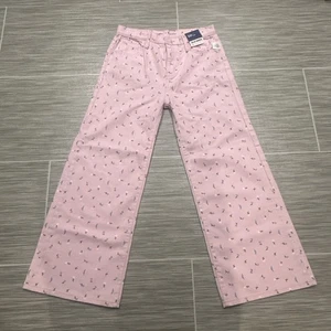 Old Navy Girls Pink Floral High Waisted Baggy Wide Leg Jeans NWT Size 18 - Picture 1 of 9