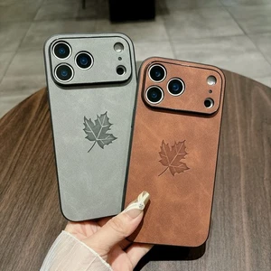 For iPhone 17 16 15 14 Pro Max 13 12 11 Leaf PatternLeather MagSafe Case Cover - Picture 1 of 16