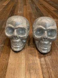 Glitter Skulls Silver Glitter on Styrofoam 6" Tall Qty. 2 - Picture 1 of 6