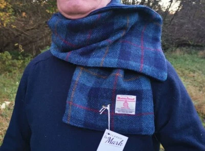 Harris Tweed флис с подкладкой шарф темно-синий чек - Изображение 1 из 2