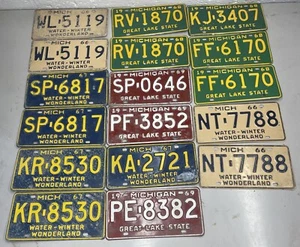 Lot of 17 1960s Michigan License Plates. Some Pairs. - Picture 1 of 10