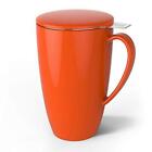 Sweese 201.106 Porcelain Tea Mug with Infuser and Lid, 15 OZ, Orange