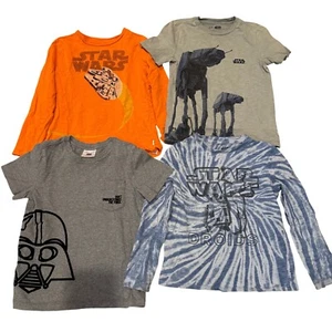 Star Wars Youth Shirt Bundle (4) Gap Hanna Andersson Sz S 6-7 Short Long Sleeve - Picture 1 of 5