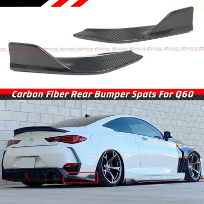 Extensión de delantal de esquina lateral de parachoques trasero de fibra de carbono para Infiniti Q60 2017-2022 Foto 1 de 4