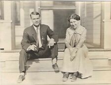 Found Photo Vernacular Photograph Snapshot Man Woman Couple Smoking Cigar 1920s