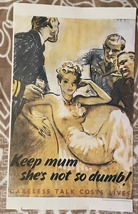 Ww2 Poster ,, Keep Mum She’s Not So Dumb! - Picture 1 of 6