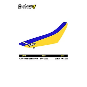 2004-2006 SUZUKI RMZ 250 Seat Cover Gripper Enjoy Mfg YELLOW SIDE / BLUE TOP #64 - Picture 1 of 3