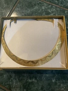 Technibond Fringe Collar Choker Necklace 14K Gold on Sterling Silver Made Italy - Picture 1 of 8