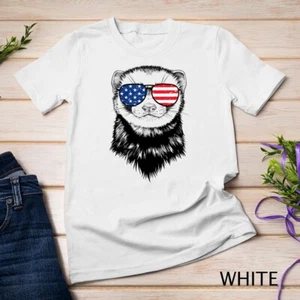 4 de julio Ferret Patriótico EE. UU. Gafas de sol American Unisex Camiseta - Imagen 1 de 16