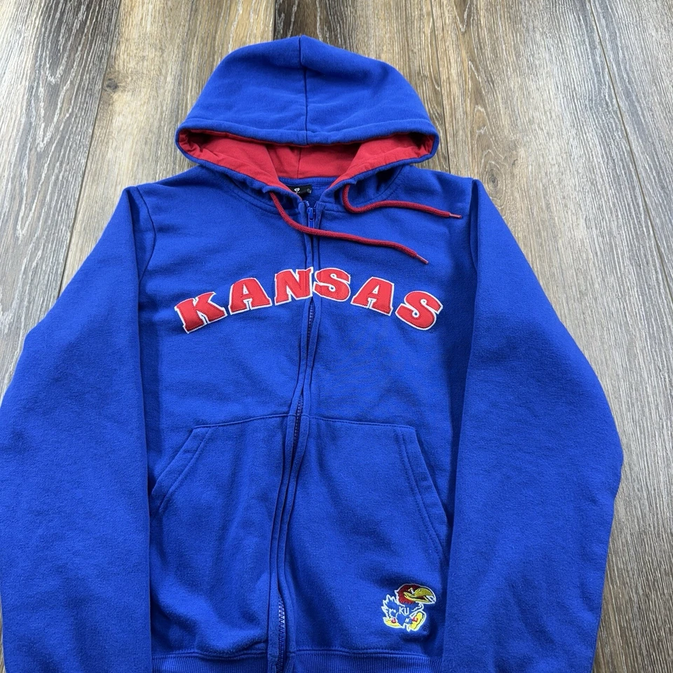 Sudadera con capucha vintage Kansas Jayhawks para mujer XL azul equipo de baloncesto sudadera con cremallera Foto 1 de 4