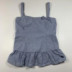 Abercrombie & Fitch Youth Kids Blue Check Ruffle Tank Y2k Size Large - Picture 1 of 12