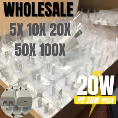 Wholesale 20W USB-C Power Adapter PD Fast Wall Charger For iPhone 14 13 12 11 15 - Image 1 of 4