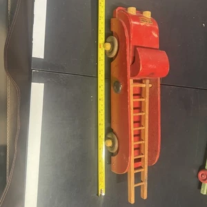 Antique 1940s Buddy L Woody Fire Truck Ladder Wooden Wood Toy Truck Rare WWII - Picture 1 of 9