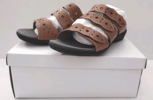 Women's ROMIKA Tahiti Slip On Leather Sandals 37( US 6-6.5) Bark NEW - Picture 1 of 12