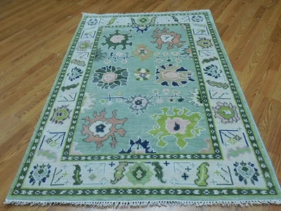 Alfombra turca Oushak, alfombra moderna multicolor, alfombra bohemia hecha a mano 4x6 pies Foto 1 de 4