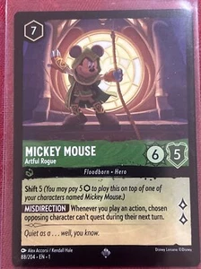 Disney Lorcana  - Mickey Mouse Artful Rogue - 88/204 - Super Rare - Picture 1 of 8