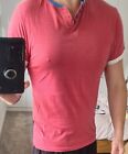 Mens Red Slim Fit T-Shirt V Neck Button Up Size Medium By Cedarwood State