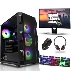 Gaming PC 22'' Bundle Core i5 16GB RAM 1TB HDD + 120GB SSD 2GB GT 730 Windows 11 - Picture 1 of 8