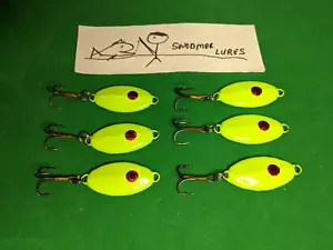 6 - 5/8 oz JIG SPOON LURES JIGGING CASTING LEAD SLAB FISHING CHARTREUSE - Picture 1 of 7