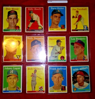 LOTE DE 12 TOPPS VINTAGE MLB 1958: SERIE #1 VARS Y 1959 TOPPS RICHIE ASHBURN HOF Foto 1 de 4