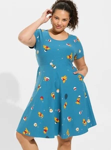 Vestido Torrid Disney Winnie The Pooh Patinador Azul Nuevo con Etiquetas Nuevo 2X - Imagen 1 de 11