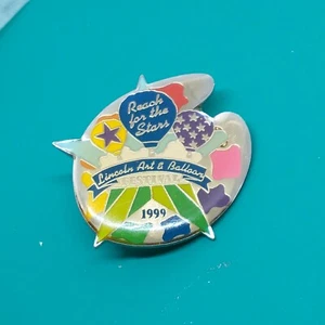 Art and Balloon Festival Pin 1999 "Reach for the Stars" Lincoln Illinois Pinback - Picture 1 of 5