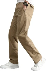 Men's Brown Cargo Elastic Waist Casual Long Trousers Light Jogger Pants Sz 3XL - Picture 1 of 6